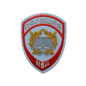 Шеврон вышитый "Полиция образоват. учреждения" светло-голубой приказ 777 100*75 мм